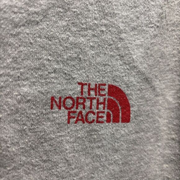 The North Face Men's Size Medium Gray Red Hoodie Sweatshirt Fleece Logo Outdoor - Picture 6 of 16